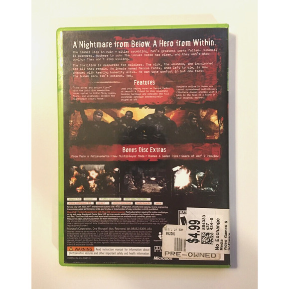 Gears Of War [Two Disc Edition] (Microsoft Xbox 360, 2008) CIB Complete - Picture 2 of 6